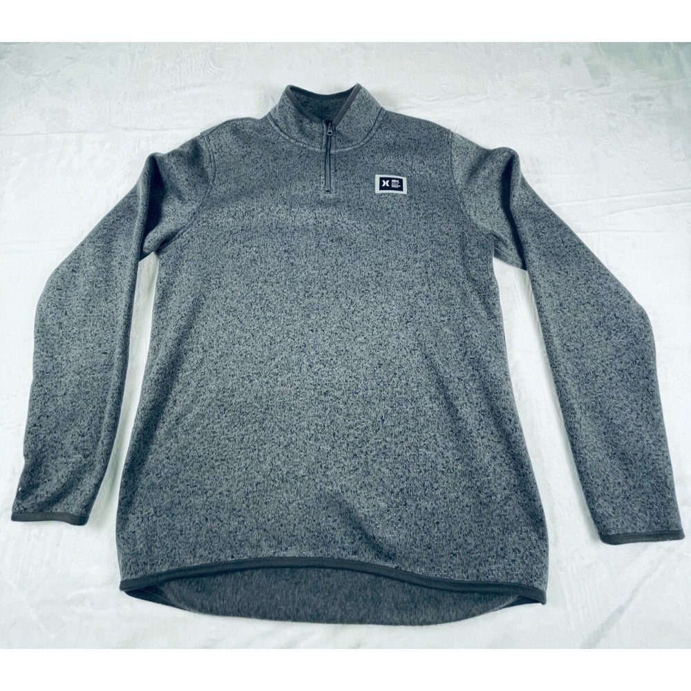 Hurley LS Pullover Mens M Heather Gray 1/4 Zip Collar‎